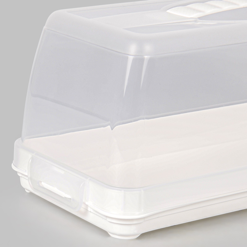 Boite à gateau rectangulaire blanche blanc en plastique - L